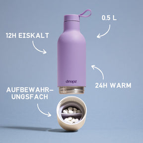 dropz Flasche Lavendel - 0.5 L mit Aufbewahrungsfach