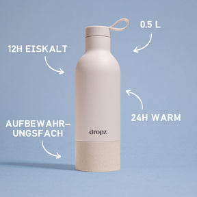 dropz Flasche White - 0.5 L mit Aufbewahrungsfach